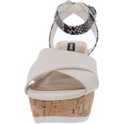 Nine West Womens Dureen 3 Faux Leather Wedge Sandals White 8.5 Medium (B,M)
