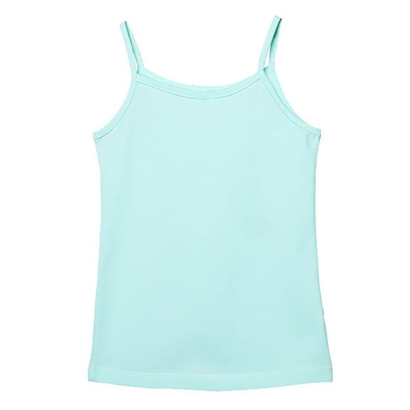 FINALGANG Girls Kids Casual Solid Color Spaghetti Strap Camisole Top Sleeveless Soft Breathable Top For Summer Casual Daily Wear Light Blue 7-8 Years