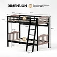 thumbnail image 3 of Ktaxon Twin over Twin Bunk Bed, Solid Wood Bed Frame with Guardrails, Space Saving Design for Bedroom, Black&Brown, 3 of 10