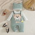 thumbnail image 5 of UAYOTSE Baby Boys Cartoon Overall Set Striped Bodysuit Jumpsuit Ear Hat Infant Fall Winter Outfit Size 6-12 Months, 5 of 8