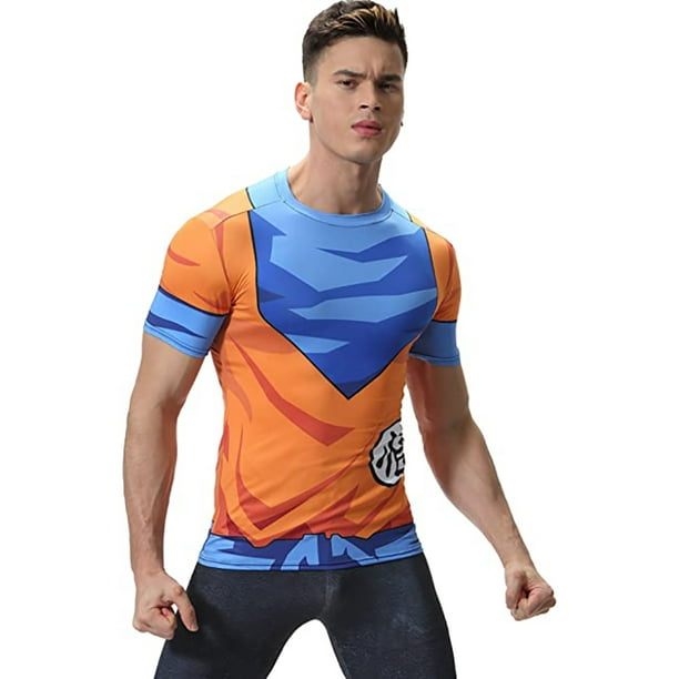 CosFitness Anime Workout Shirt, Dragon Ball Cosplay Fitness Clothes, DBZ  Goku GO Kanji 2.0 3D Muscle Compression Training T Shirt for Men(Lite  Series), M 