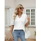thumbnail image 5 of Blusa YLIRJ White Fashion de manga corta con cuello en V para mujer, 5 of 6