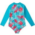 thumbnail image 5 of Mercatoo Toddler Girls 𝐏iece Rash Guard Swimsuits for Girls Long Sleeve Floral Zipper Swim Shirts Beach Swimwear, 5 of 9