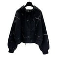 thumbnail image 3 of Hpapadks Sweatshirt for Women Casual Tie Dye Print Loose Soft Long Sleeve Hooded Short Tops Hoodies for Women Black M, 3 of 5