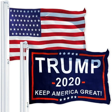 G128 Combo Pack: USA American Flag 3x5 Ft 150D Printed Stars & Trump Keep America Great Flag 3x5 Ft 150D Printed