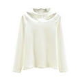 thumbnail image 2 of Women's Thermal Hoodie Tops Fleece Lined Underwear Long Sleeve Warm Winter Base Layer Shirts Soft Loungewear New Fuzzy Fleece Pajamas Tops Women White L, 2 of 5