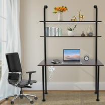 Wall Mounted Table Standing Desk Computer Laptop Desk with Power Strip Modern Black