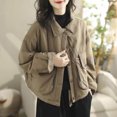 thumbnail image 3 of Abrigos acolchados para mujer, chaquetas de béisbol cortas, ligeras, acolchadas de algodón, de manga larga, informales, de un solo pecho, ropa para mujer, 3 of 4