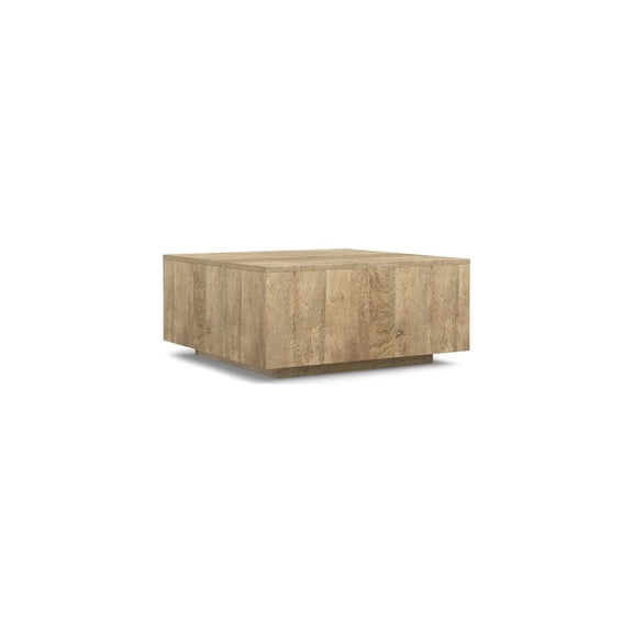 Homestock Treats Solid Mango Wood 30 Inch Wide Square Modern Square Coffee Table In Natural, Fully Assembled