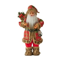 REZUOFI 4 PCS Standing Santa Claus Doll Polyester Christmas Figurine Holiday Home Decor Festive Mantel Shelf Display Gift for Family 12 In