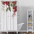 thumbnail image 3 of Red Flowers Shower Curtain Sage Green Leaves Red Fruits Vine Plants Shower Curtains for Bathroom Bathtubs Waterproof Fabric Shower Curtain with Hooks 36x72 Inches, 3 of 6