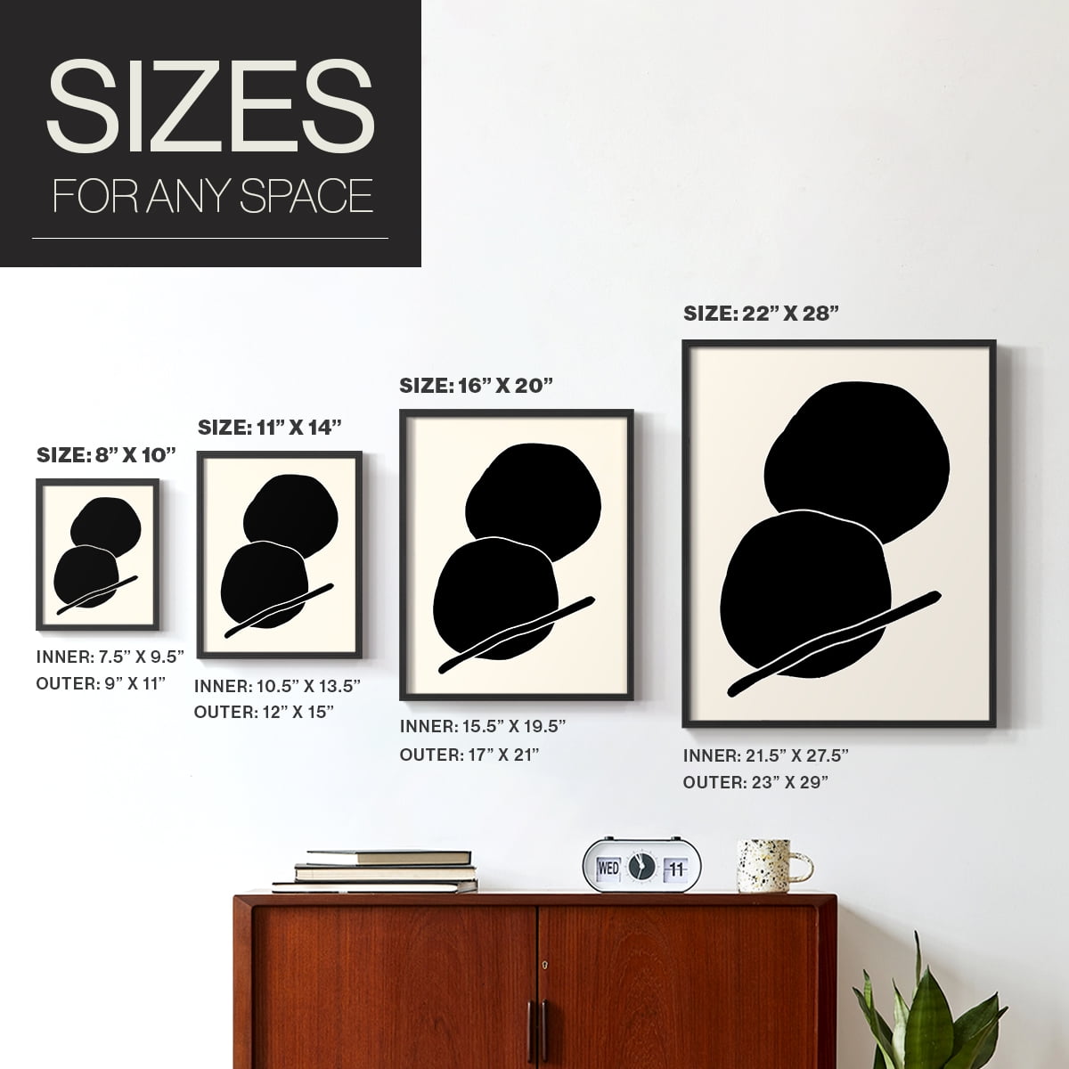 Sticks & Stones I V30 Framed Print in Black Solid Wood Framed Print No Nail Hanging
