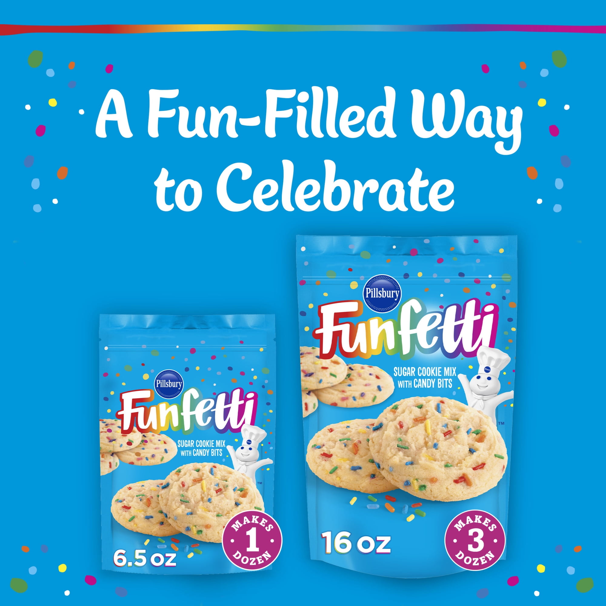 (6 pack) Pillsbury Funfetti Sugar Cookie Mix with Candy Bits, 16 oz Pouch