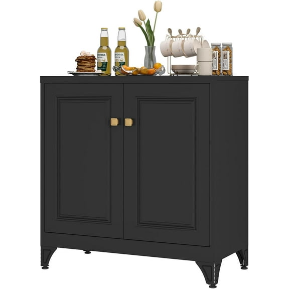 33" Metal Kitchen Pantry Storage Cabinets with Door and Adjustable Shelves,White Sideboard Buffet Cabinet with Storage,Sideboard Buffet Cabinet for Dining Roonm,Living Room