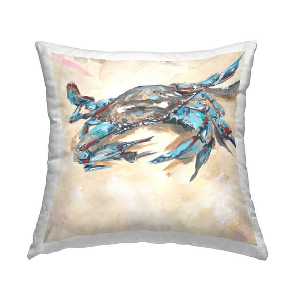 Stupell Industries Blue Beach Crab Decorative Printed Throw Pillow Design by Melissa Wang