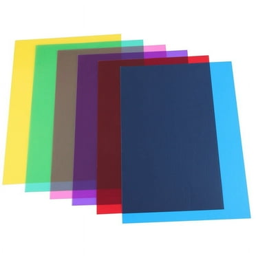 Pack of 6 Colour Films Gel, Transparent Coloured Film, Heat for Lamps, Coloured Filter (30 x 21 cm)