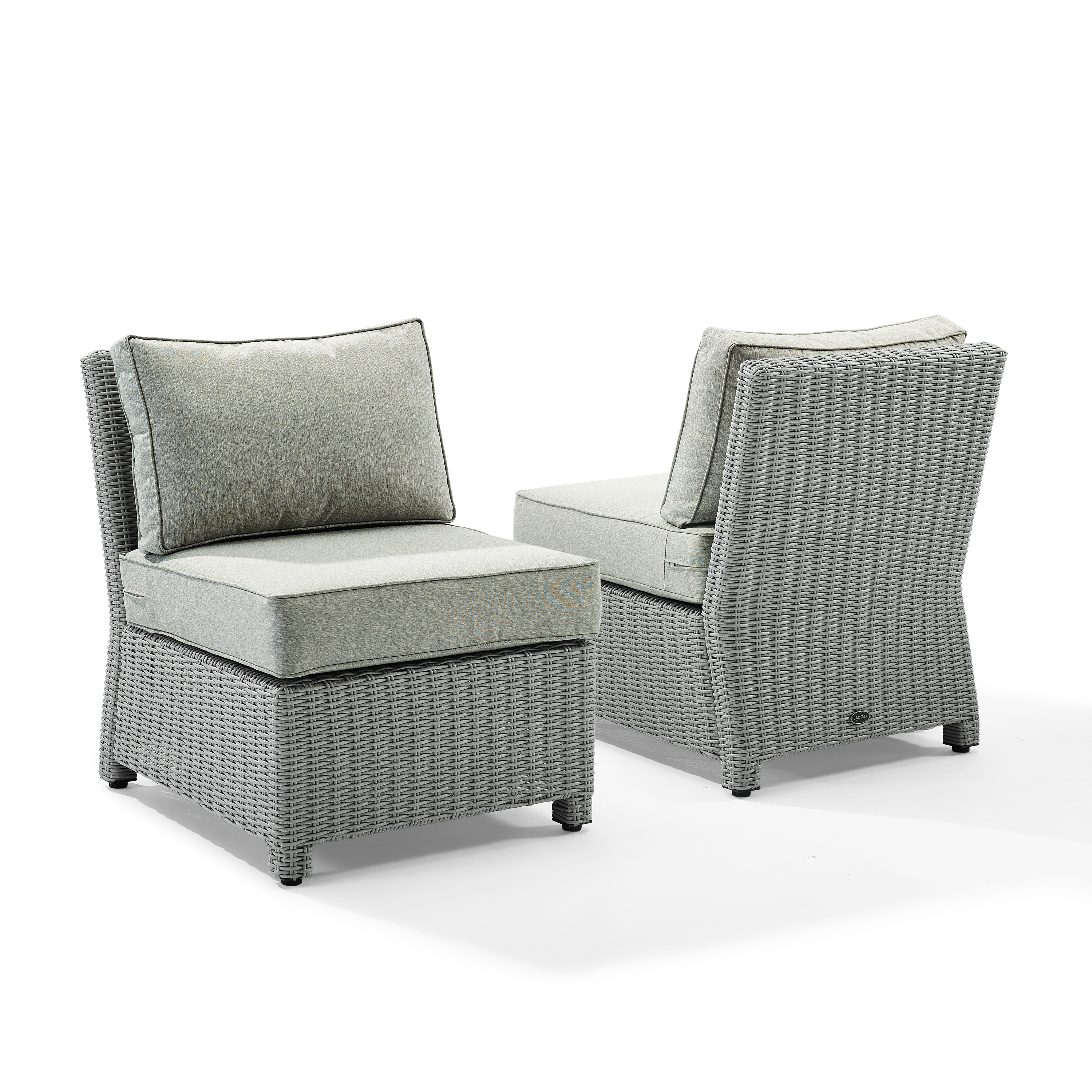Crosley Bradenton Wicker Patio Armless Chair in Gray (Set of 2) - image 5 of 6