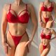 thumbnail image 2 of Gibobby Conjunto de lencería Sexy Bragas de satén para mujer, sexy, con costuras de cinta, sin espalda, lencería erótica(Rojo, M), 2 of 5
