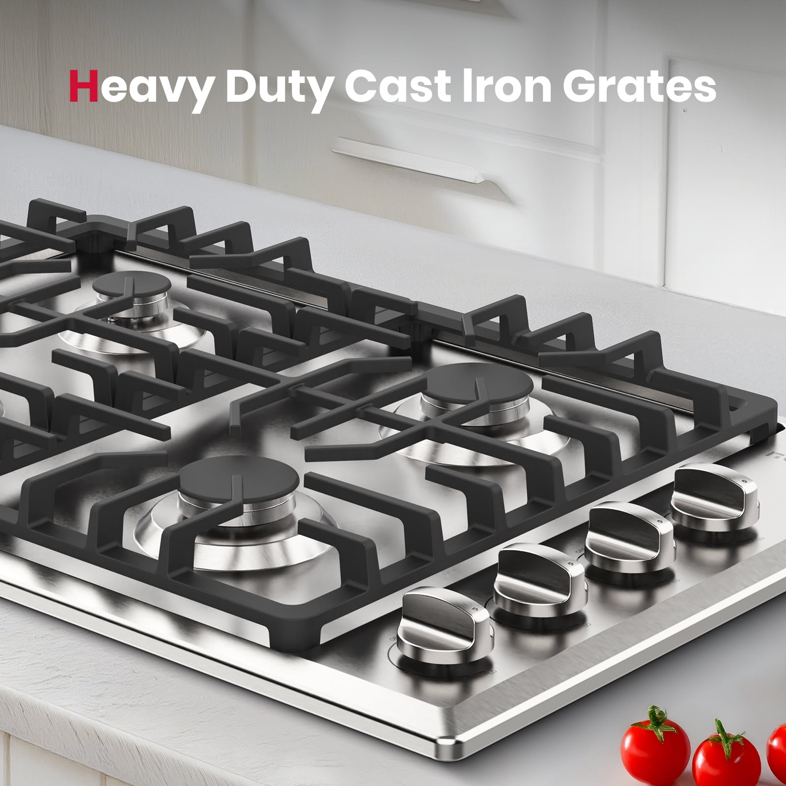 GASLAND 30 Inch Built-in Gas Cooktop, 4 Sealed SABAF Burners, Stainless Steel Dual Fuel Stovetop with Flame-Out Protection, CSA Certified (GH2304SS)