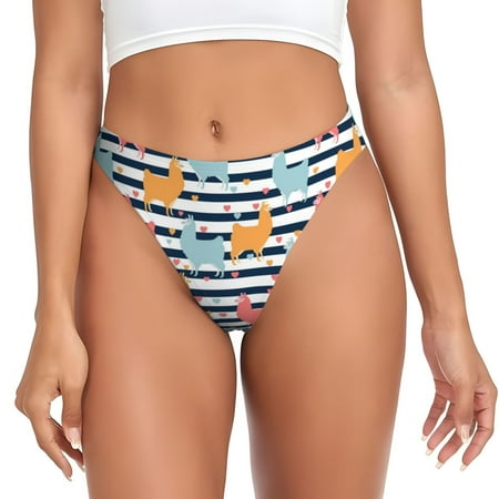 Sigee Colorful Llama for Women s G-String Panty  Low Rise  Soft Lace Perfect for Everyday Wear or Special Occasions-4X-Large