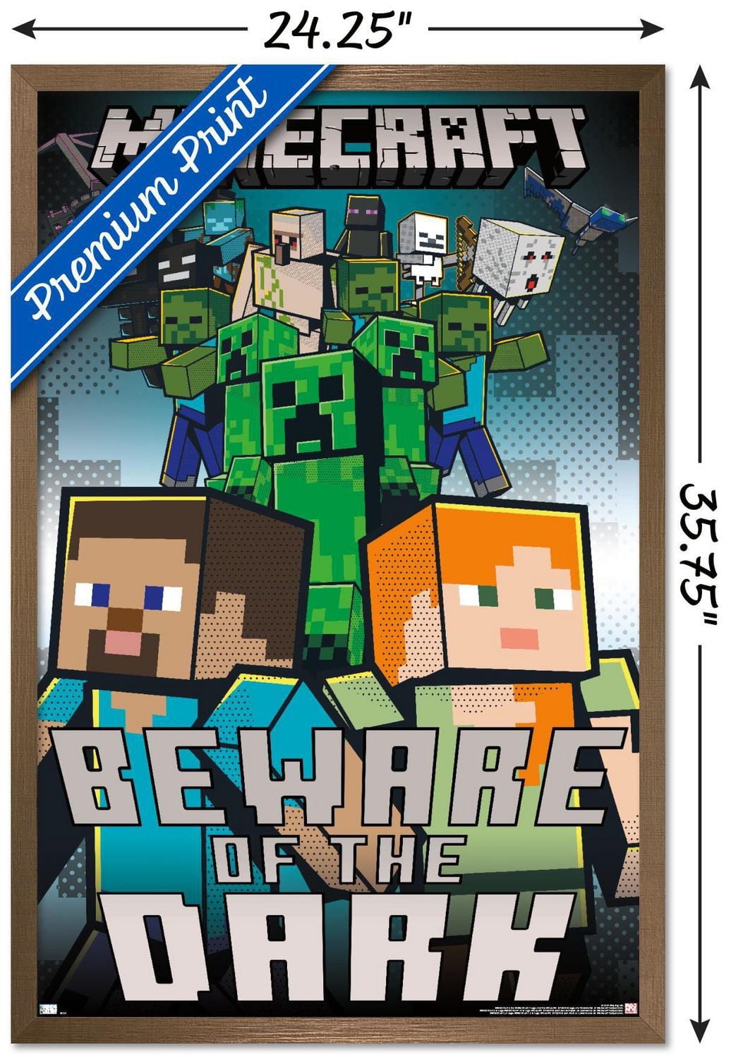 Minecraft - Beware Of The Dark Wall Poster with Magnetic Frame, 22.375" x 34"