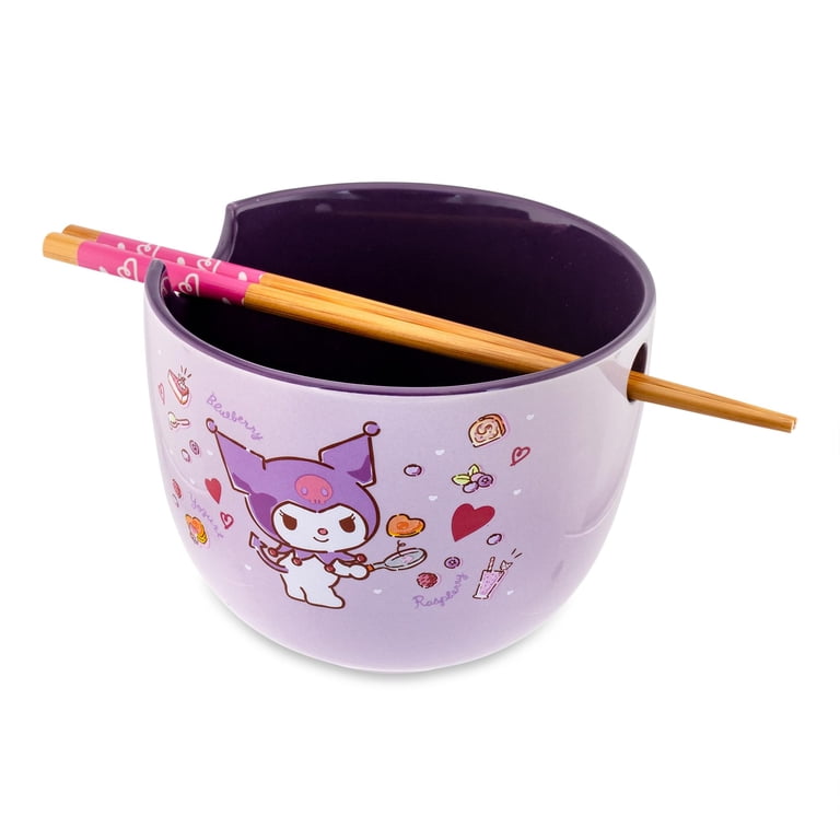 食器 pandamiemi Sanrio Kuromi 20-Ounce Ramen Bowl With Chopsticks and Spoon