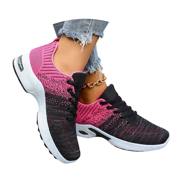 AJGRHE Womens Sneakers Air Cushion Running Shoes Lightweight Tennis Walking Shoes Mesh Breathable Gym Work Fashion Sneakers Athletic Comfortable Casual Pink 42