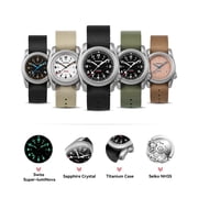 BODERRY Men's Watch Titanium Automatic Field Watch 40mm Military Watch Day Date Function 100M Waterproof with Nylon Strap Japanese Mechanical Movement