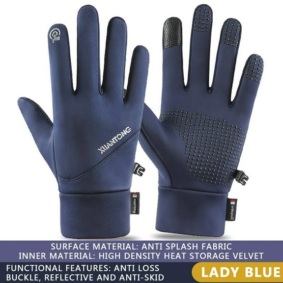 Litrail Winter Thickened Ski Gloves, Windproof Fleece Lined, Touchscreen, Non-Slip Leather Palm, for Skiing, Cycling, Outdoor Sports - Men & Women