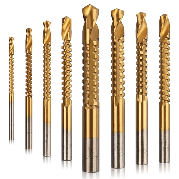 6Pcs Twist Drill Bit Set, High Speed Side Cutting Drill Bit, Professional Woodworking Twist Drill Set for Side Cutting & Grooving