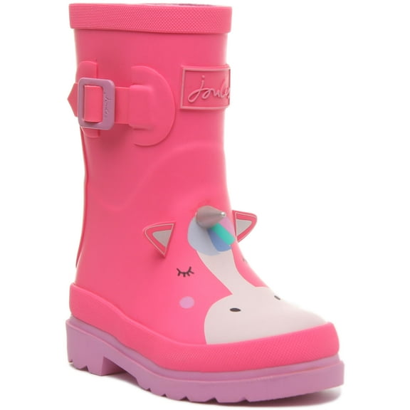 Joules Kid's Unicorn Print Mid Height Wellington Boots In Pink Size 9