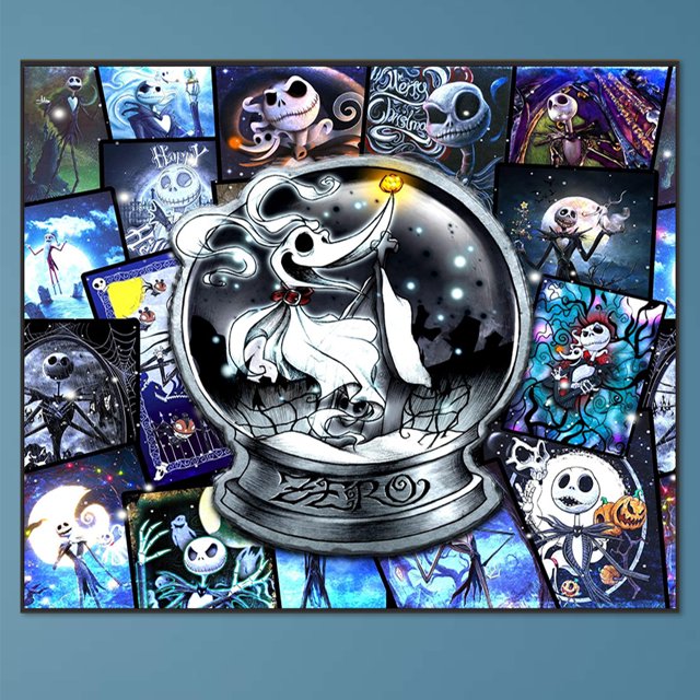 Pintura de diamante 5D DIY taladro redondo completo Noche de los muertos vivientes Kit 60x50cm