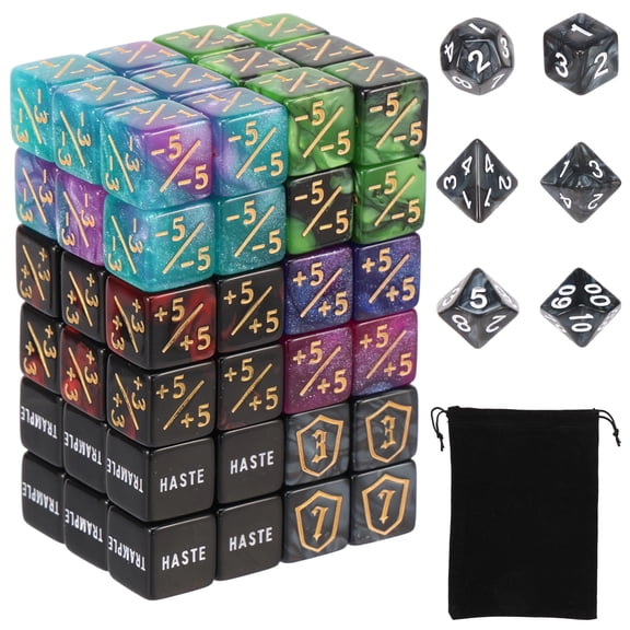 LINFANG 78 Pcs Counter Dice Set Decorative Acrylic Plus and Minus Dice Set Portable Card Games Accessories for Home Family Party
