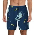 thumbnail image 2 of Picia Space Dinosaur pattern Mens Swim Trunks with Compression Liner Stretch Beach Shorts Quick Dry with Zipper Pockets No-Chafing Board Shorts-XX-Large, 2 of 9