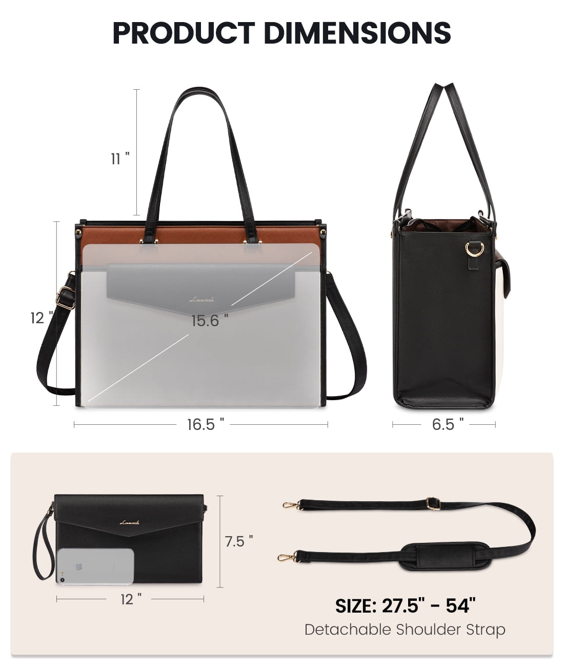 Lovevook Laptop Tote Bag for Women,PU Leather Teacher Nurse Office Ladies Work Bag,Classy Anti-Thief Women Handbags Shoulder Bags-Large