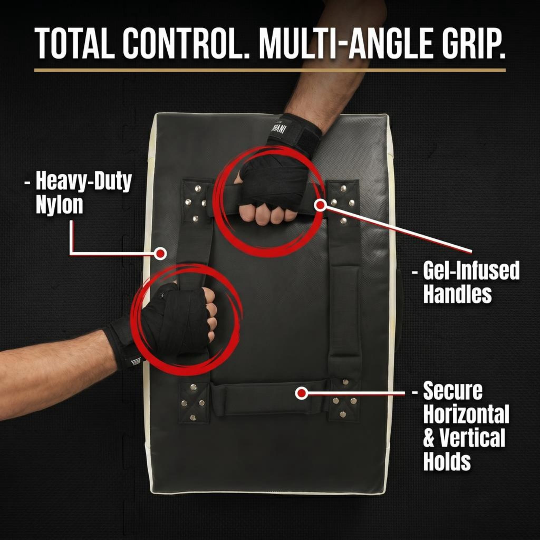 Invincible Fight Gear Gel Punch & Kick Shield, Curved Training Pad, 25” x 15” x 5.5”, Multi-Handle Grip, Gel Enforced Lining, Heavy-Duty Canvas Vinyl, Muay Thai, MMA, Kickboxing, Karate