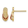 thumbnail image 1 of 14K Yellow Gold Polished Enamel Flip-Flop Charm Earrings, 1 of 3