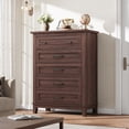 thumbnail image 3 of EastVita Brown Freestanding 41.3 Inch Tall Vertical Wooden Chest of Dresser with 5 Storage Drawer for Living Room Bedroom Entryway Bedroom, 3 of 7