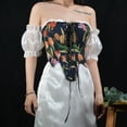 thumbnail image 2 of Mujeres Casual Sexy Ojal con cordones Estampado floral Fishbone Court Vintage Corset Straps Tank Top Fridja  nalpqowj29906, 2 of 9