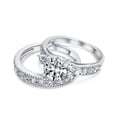 thumbnail image 2 of Bling Jewelry Womens 3CT Solitaire Side Stones CZ Cubic Zirconia Engagement Ring Band Set Gold Plated Sterling Silver, 2 of 7