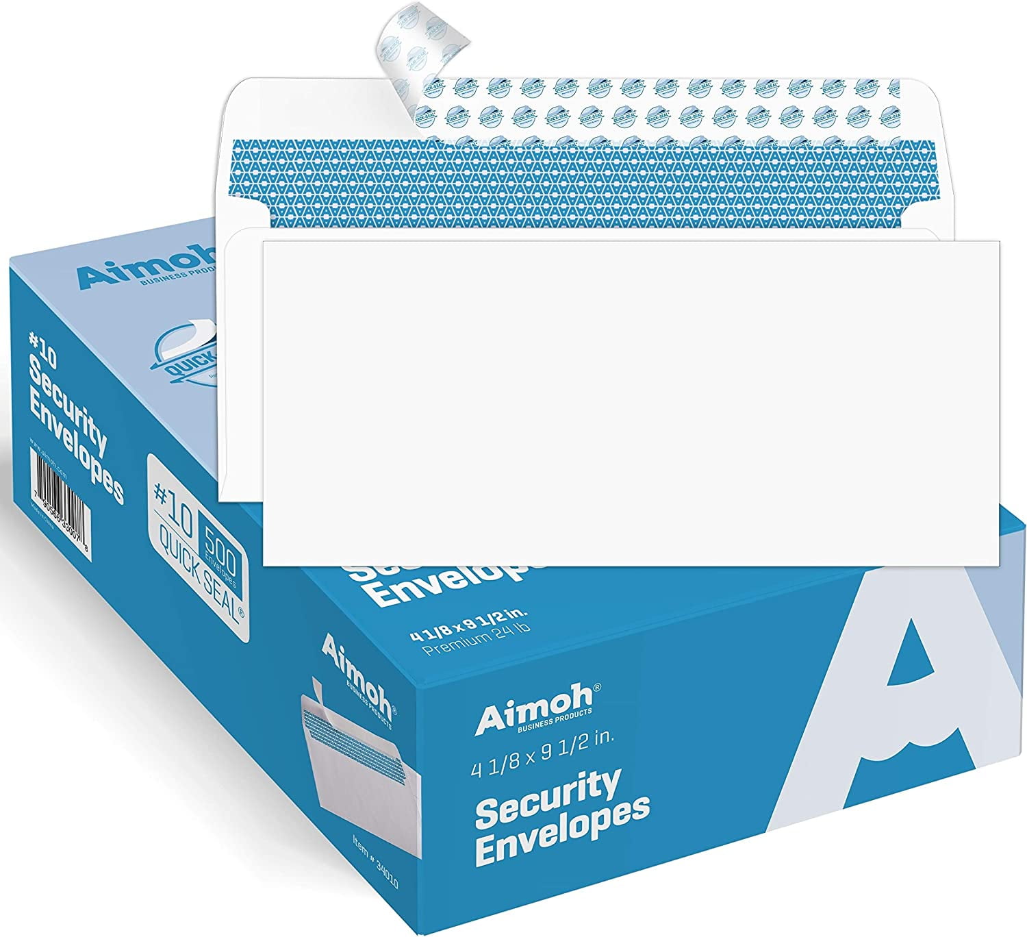 Aimoh 1000#10 Security Self-Seal Envelopes, Windowless Design, Premium Security Tint Pattern, Strong Quick-Seal Closure - EnveGuard - Size 4-1/8 x 9-1/2 Inches -White-24 LB- 1000 Count (34010-1000)