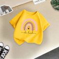 thumbnail image 4 of Chemises pour Tout-Petits Filles Mode Imprimée Col Rond Manches Courtes Tee Été Mignon Décontracté Hauts pour Filles, Tees Jaune 2 Ans-4 Ans, 4 of 4