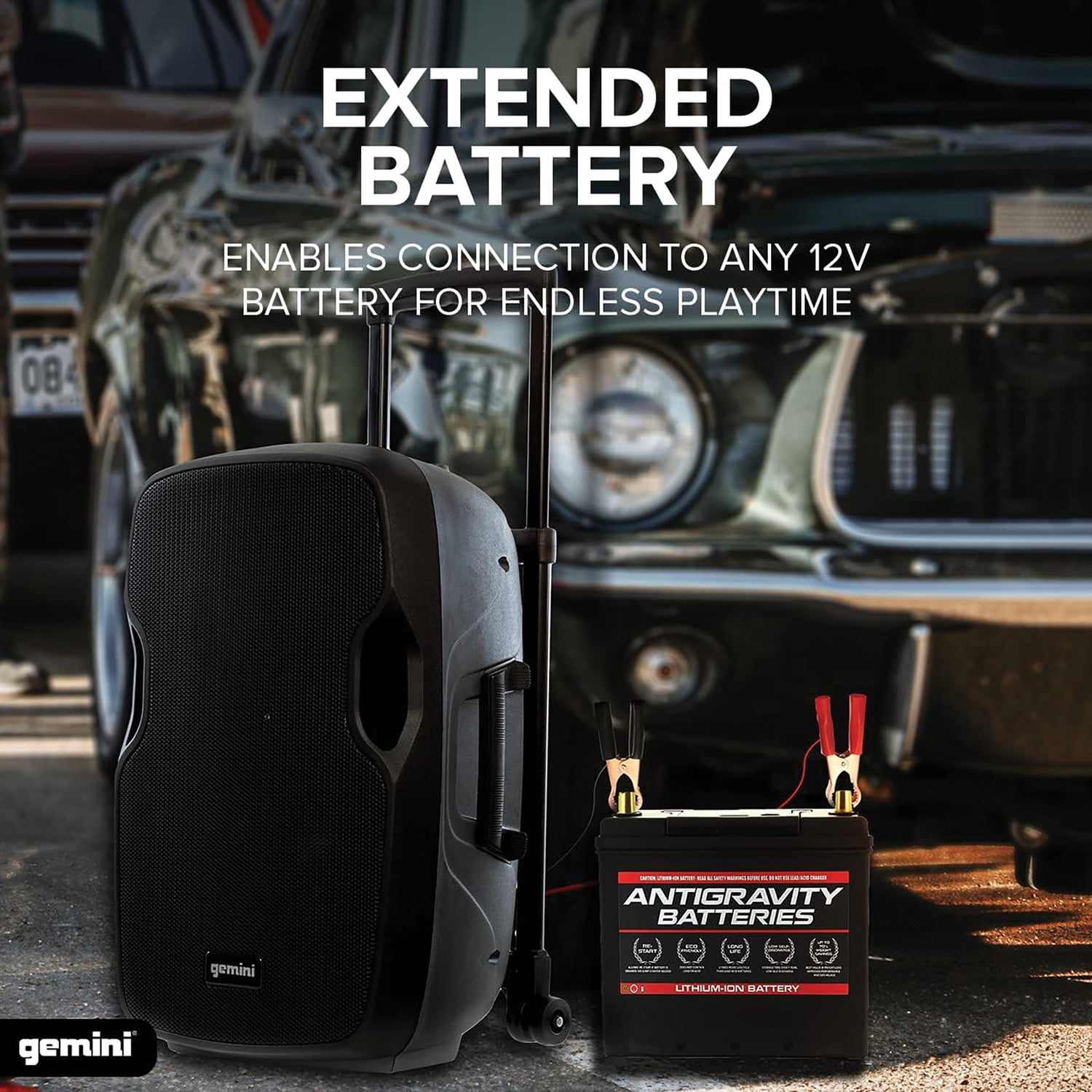 Gemini AS-15TOGO Portable Bluetooth PA Speaker with Integrated Mixer and Wired Microphone, Black