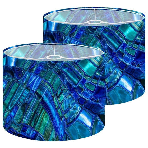 Lampshades 2 Pack Blue Green Pearl Seashell Wave Teal Labradorite Mineral 13"x13"x10" Light Shade for Table Lamps Floor Lamp Shades Lampshade Replacement Easy Assembly