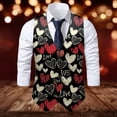 thumbnail image 2 of ZTKWD Mens Suits Vest Valentines Heart Print Pattern Button Down Blazer Fashion Lightweight Slim Casual Suit Jacket, 2 of 5