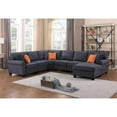 thumbnail image 2 of Devion Furniture Woven Fabric U-Shaped Sectional Sofa in Dark Gray, 2 of 5
