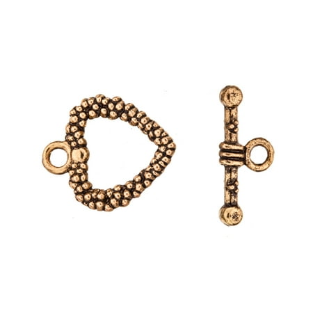Heart Charm Toggle Clasp Heart Shape Wreath Toggle Clasp Antique-Gold Finished 16/19.5mmx19/8.2mm Sold per pkg of 5pair ()