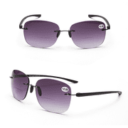 2 Pack Tinted Bifocals Reading Glasses Rimless Sunglasses Readers