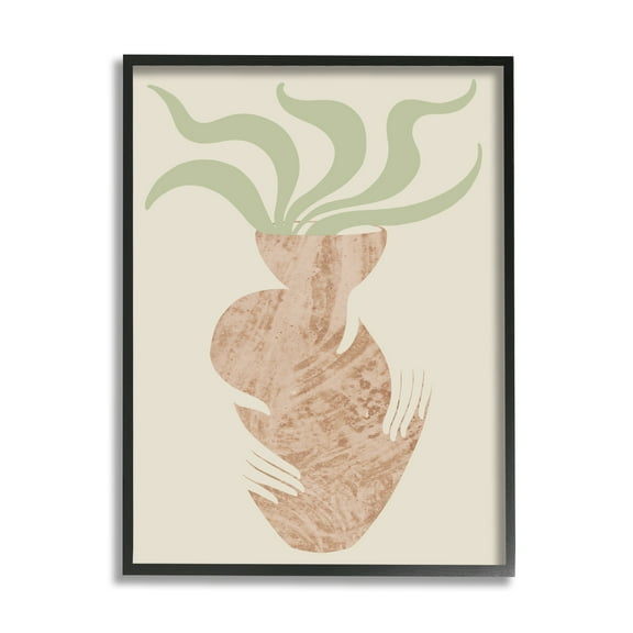 Stupell Industries Rustic Hands Holding Flower Plant Pot Botanical Leaves Framed Wall Art, 24 x 30, Design by Lil' Rue