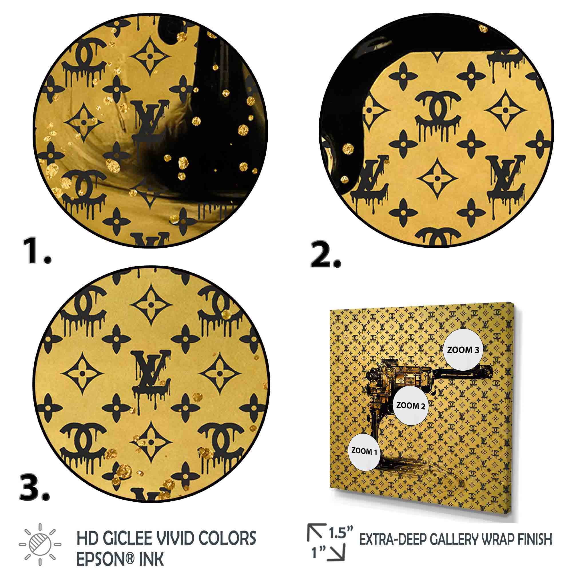 Designart Gold Designer Pistol II Canvas Wall Art